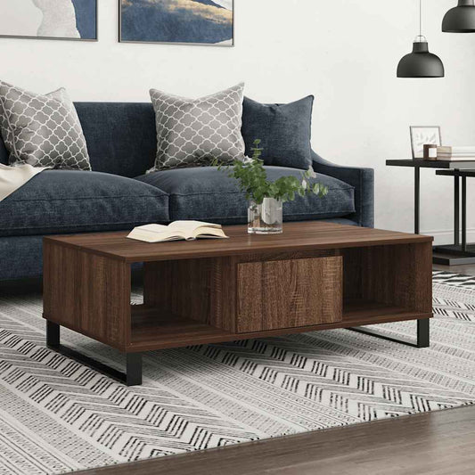Table basse aspect chêne marron 104x60x35 cm en bois