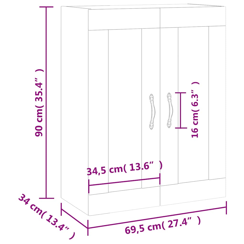 Wandschrank Schwarz 69,5x34x90 cm