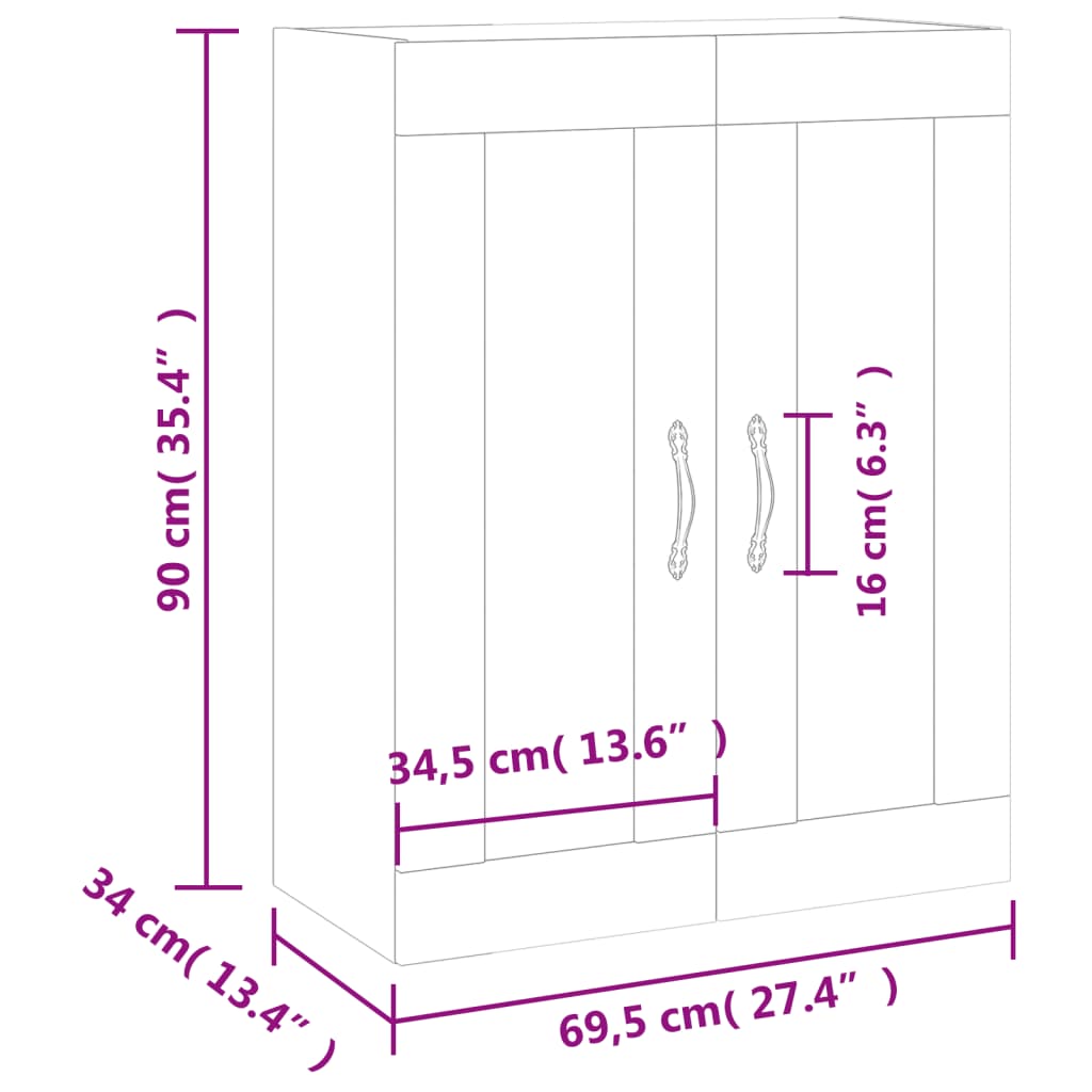 Wandschrank Sonoma-Eiche 69,5x34x90 cm