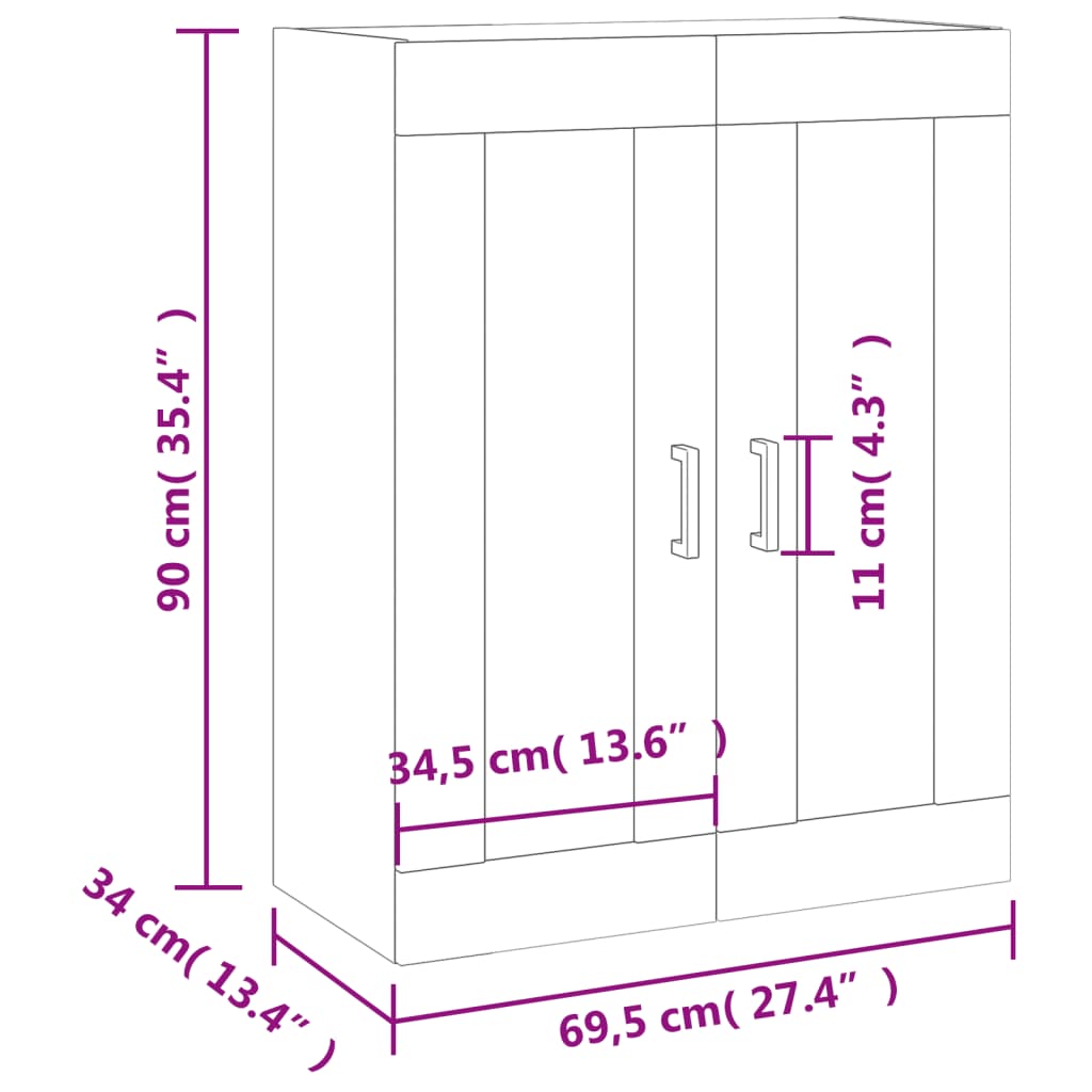 Wandschrank Betongrau 69,5x34x90 cm