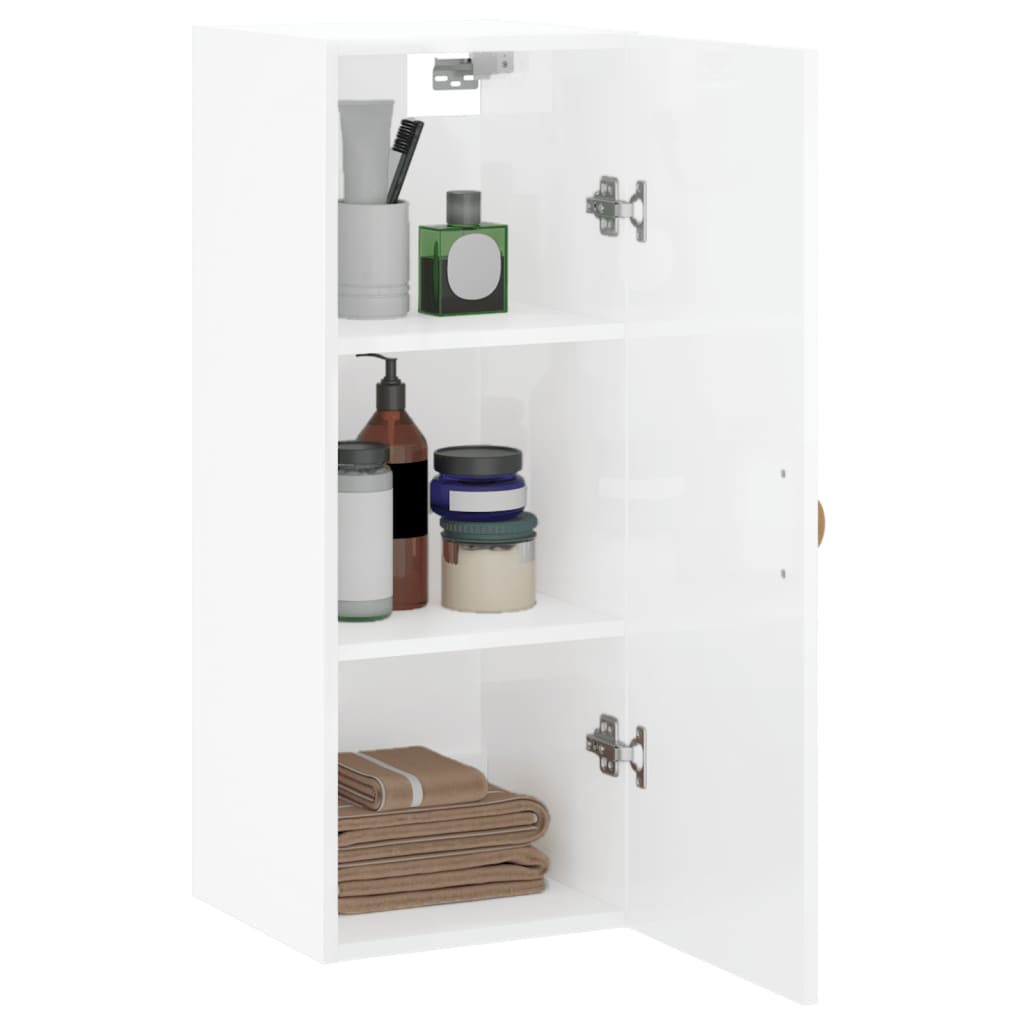 Wandschrank Hochglanz-Weiß 34,5x34x90 cm