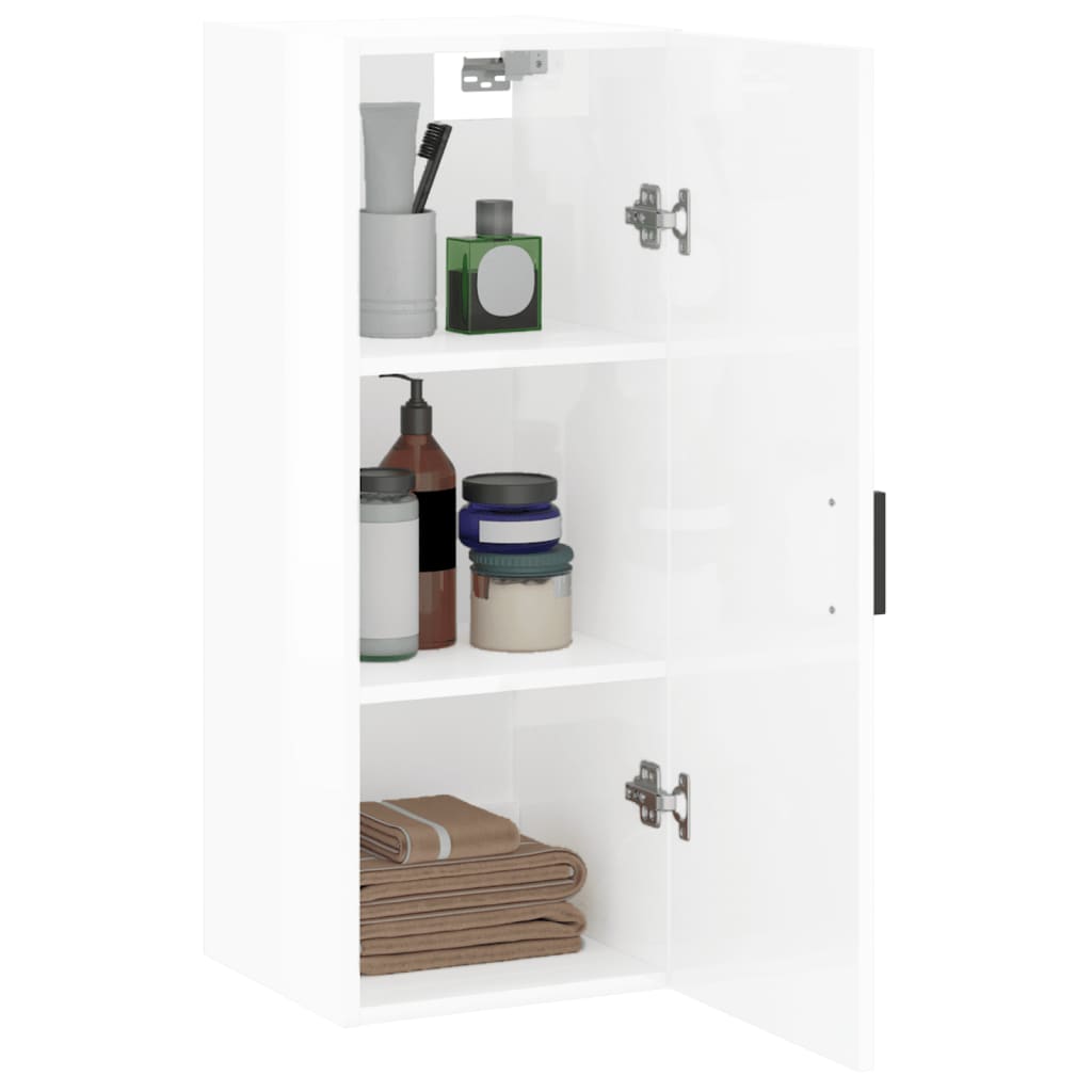 Wandschrank Hochglanz-Weiß 34,5x34x90 cm