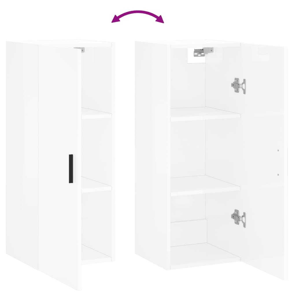 Wandschrank Hochglanz-Weiß 34,5x34x90 cm