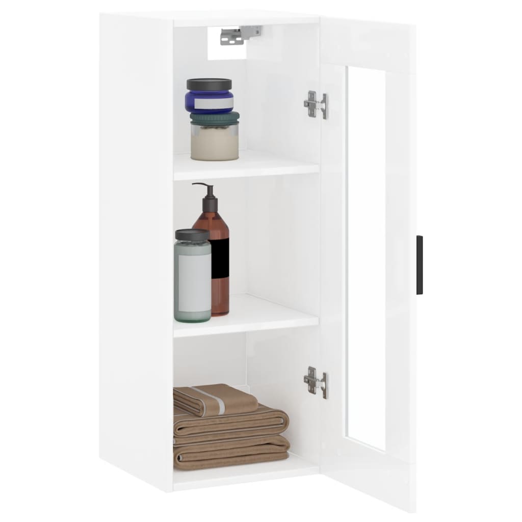 Wandschrank Hochglanz-Weiß 34,5x34x90 cm