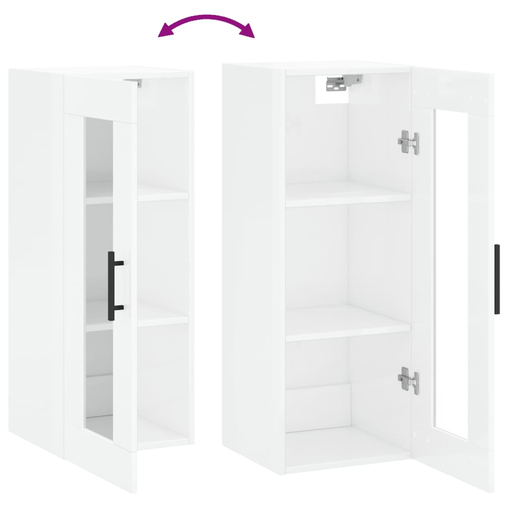 Wandschrank Hochglanz-Weiß 34,5x34x90 cm