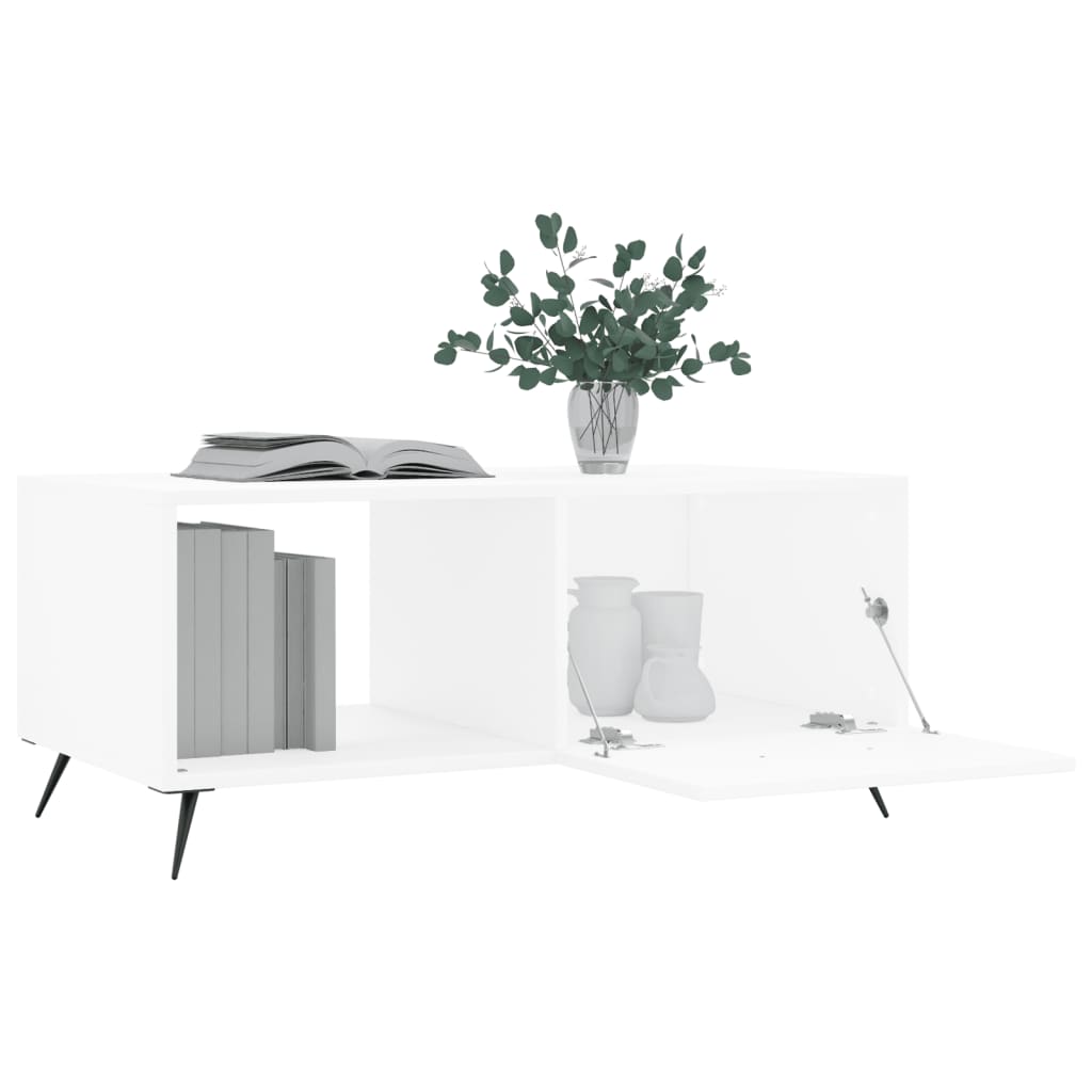 Table basse blanche 90x50x40 cm en bois