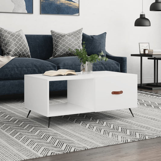 Table basse blanche 90x50x40 cm en bois