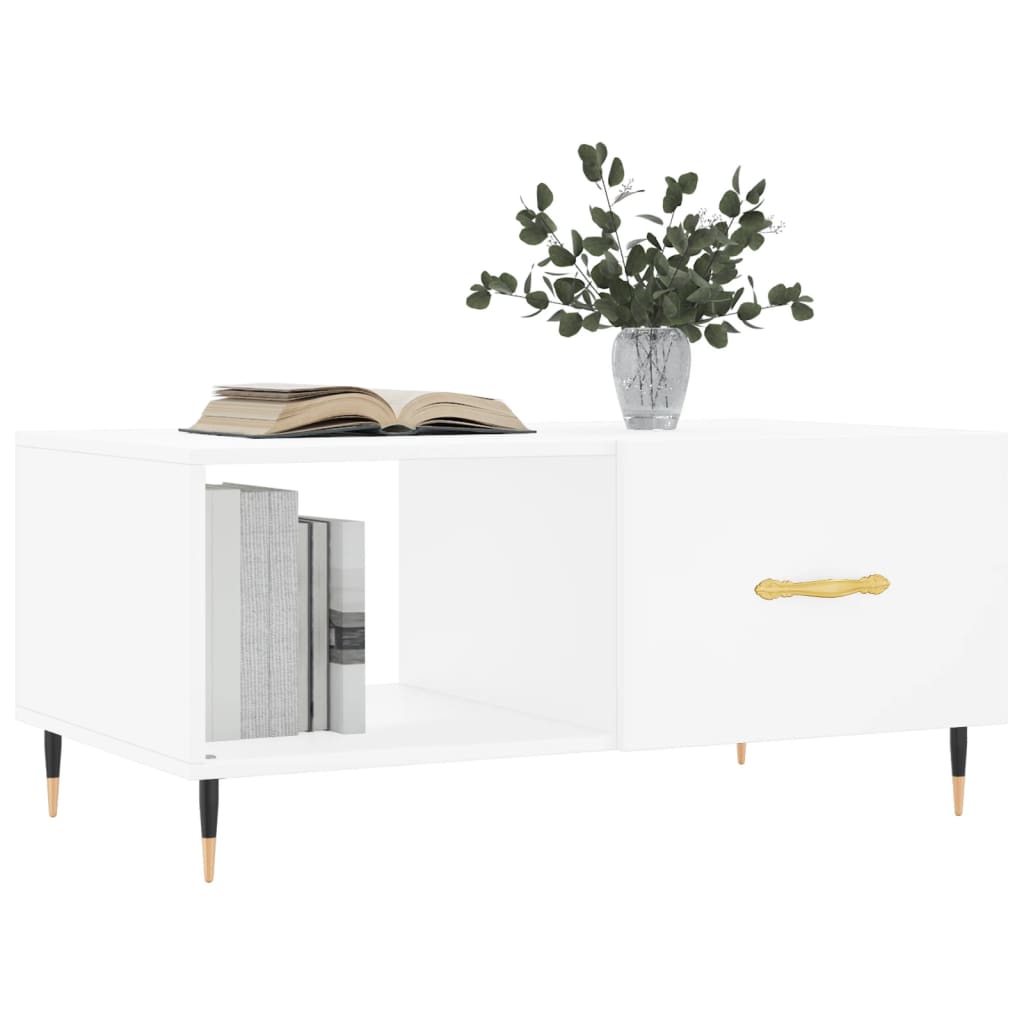 Table basse blanche 90x50x40 cm en bois