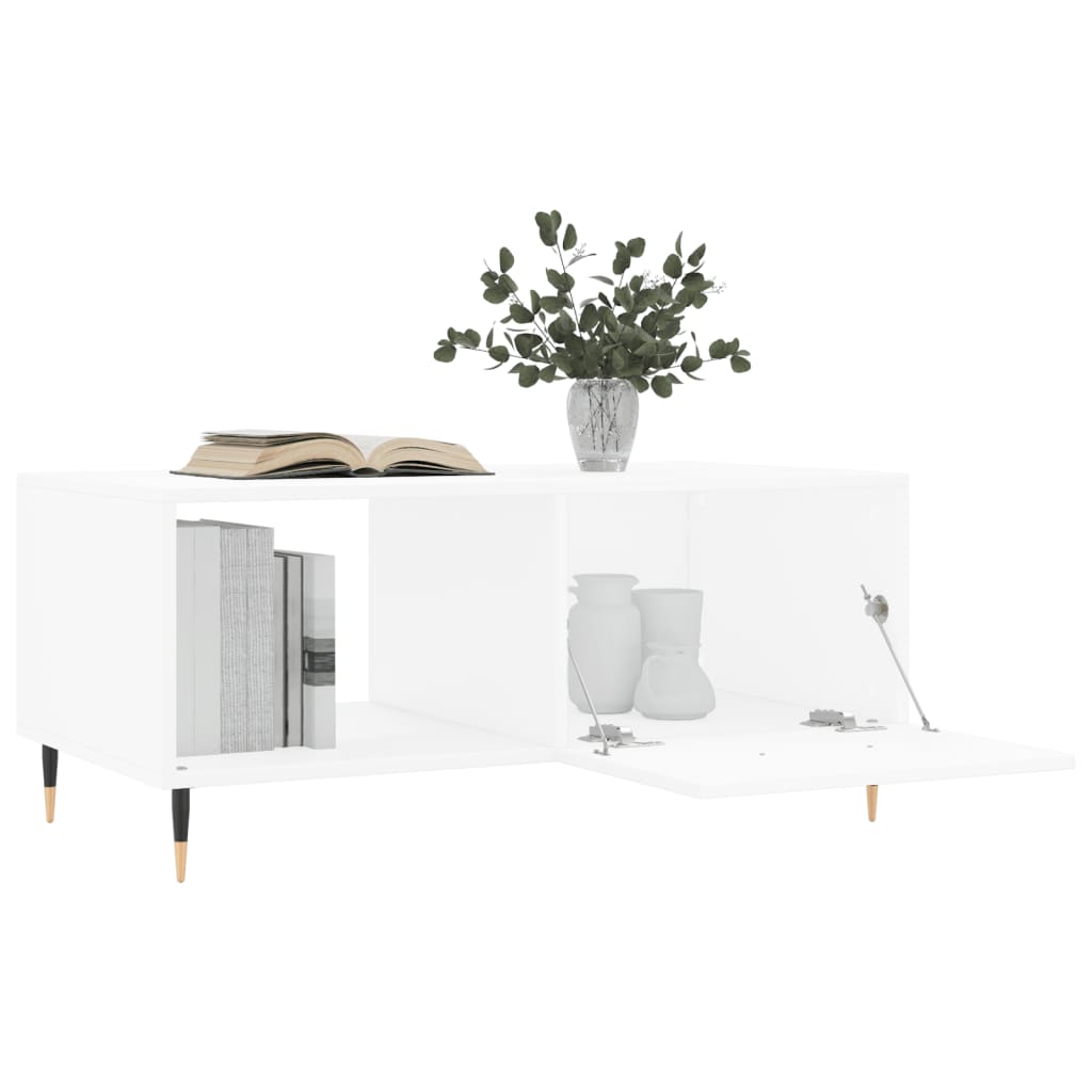 Table basse blanche 90x50x40 cm en bois