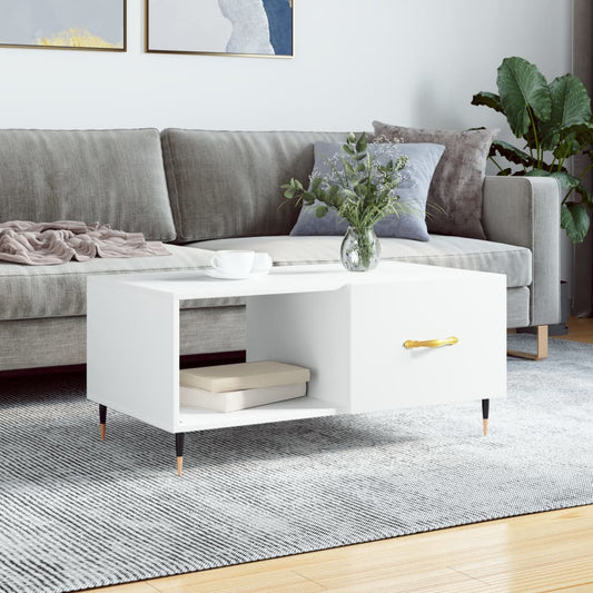 Table basse blanche 90x50x40 cm en bois