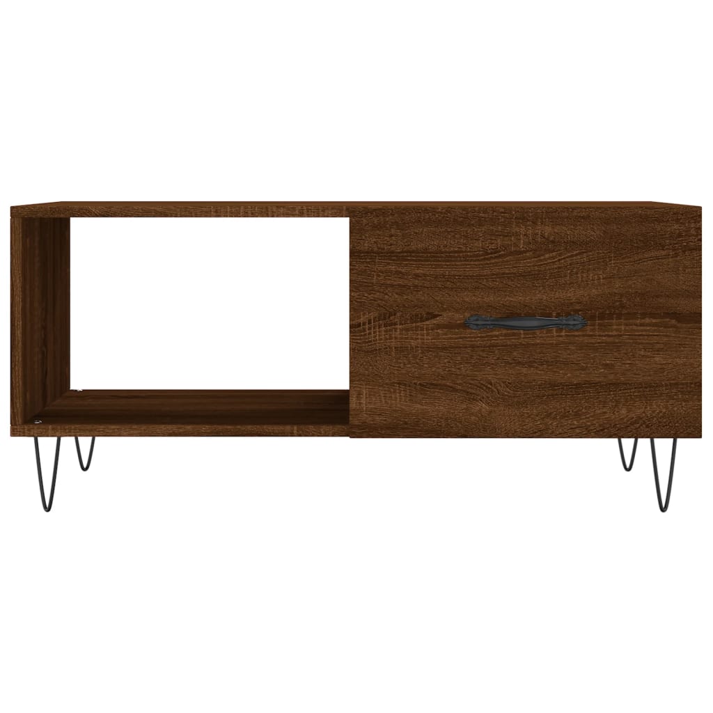 Table basse aspect chêne marron 90x50x40 cm en bois