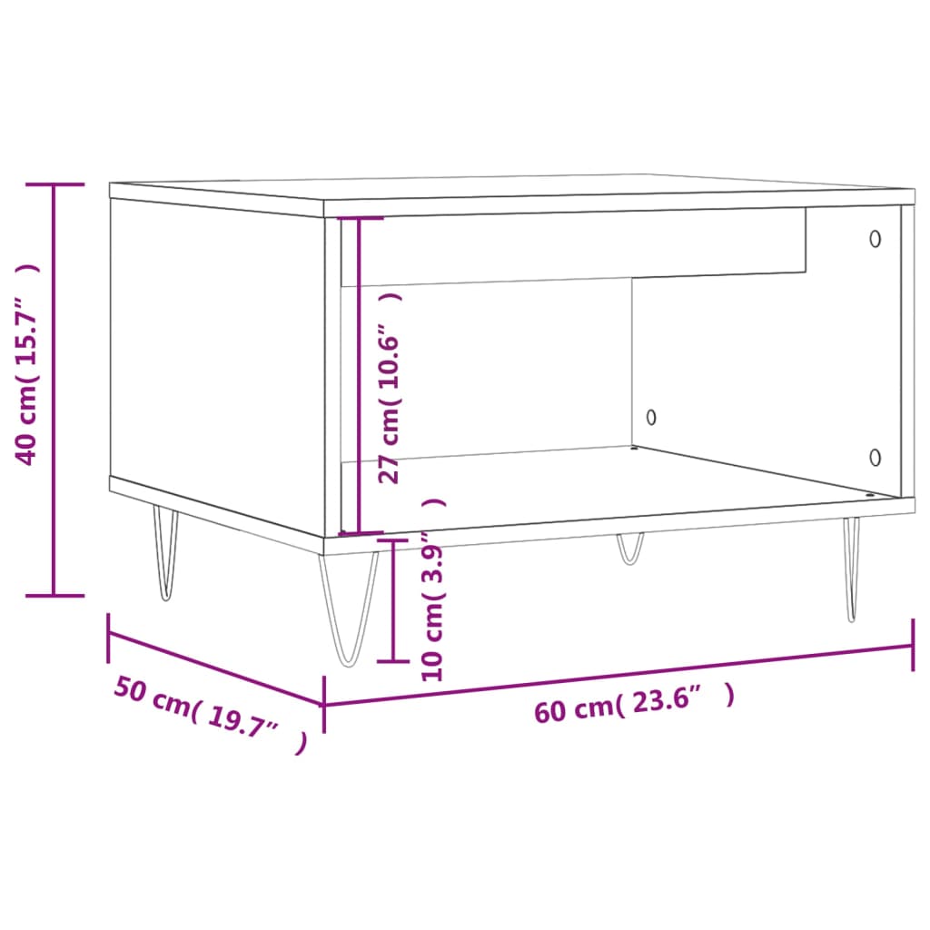 Table basse gris béton 60x50x40 cm en bois