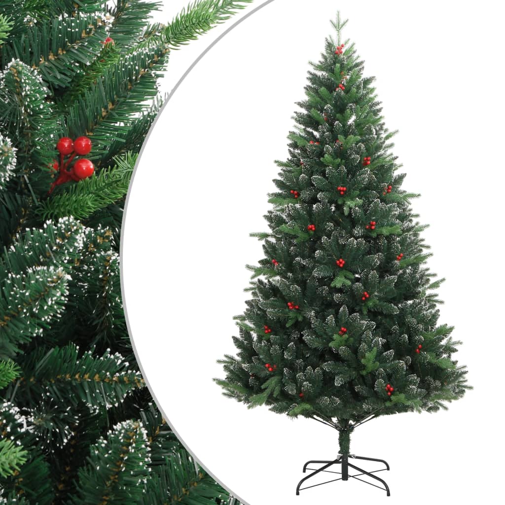 Sapin de Noël artificiel pliable aux fruits rouges 210 cm