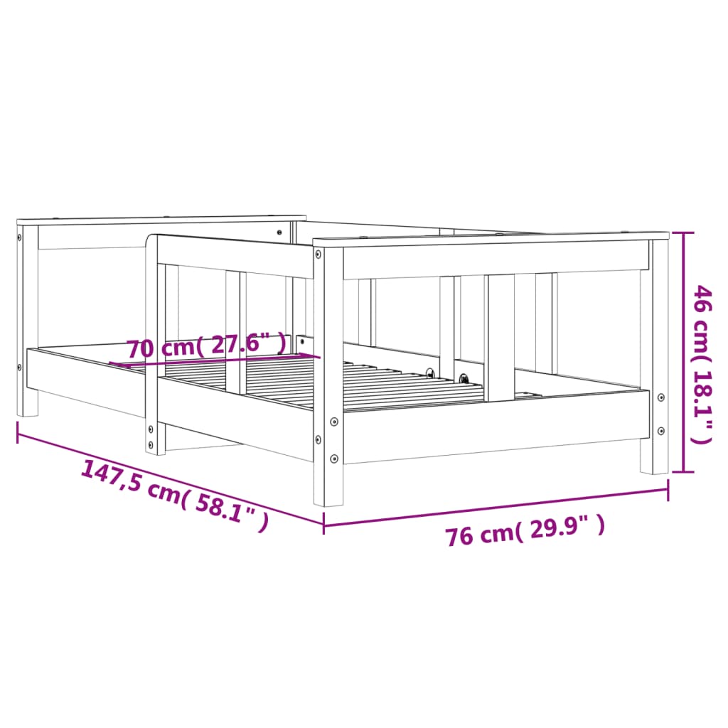 Lit enfant 70x140 cm en pin massif