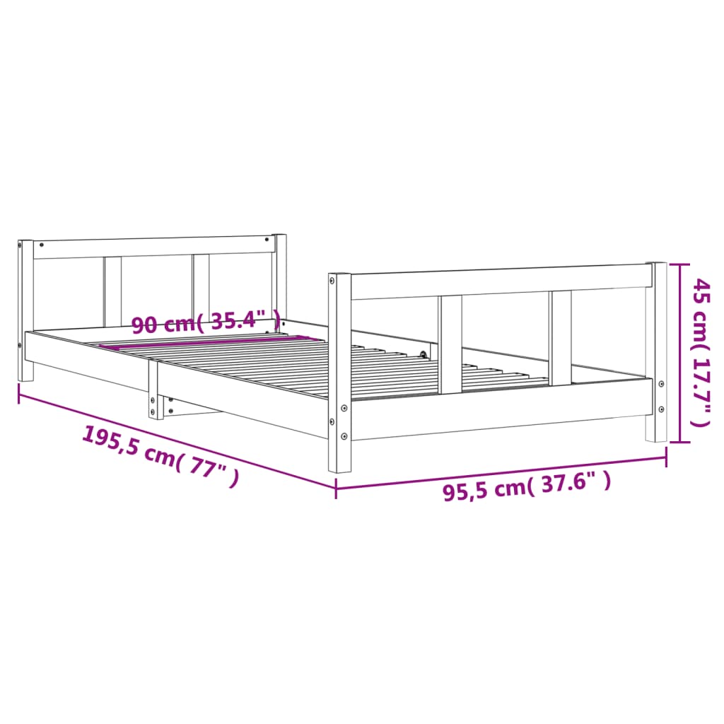 Lit enfant 90x190 cm en pin massif