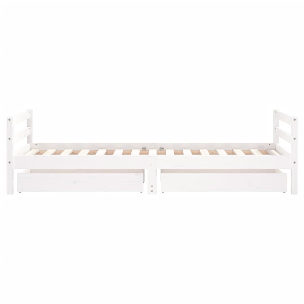 Lit enfant avec tiroirs blanc 90x190 cm en pin massif