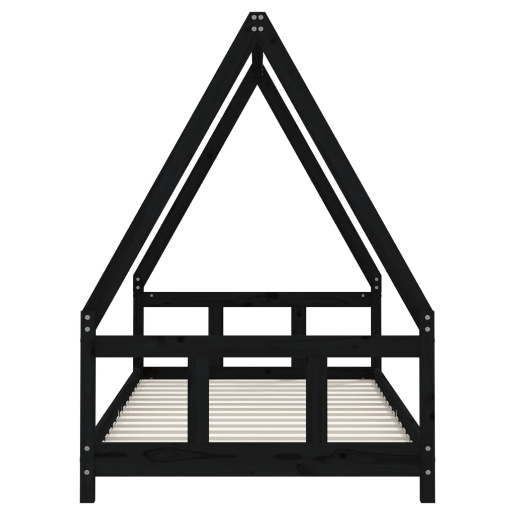 Children's bed black 90x190 cm solid pine wood