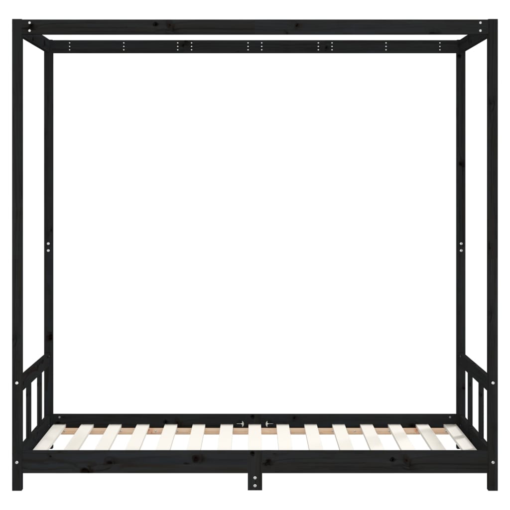 Lit enfant noir 90x190 cm en pin massif