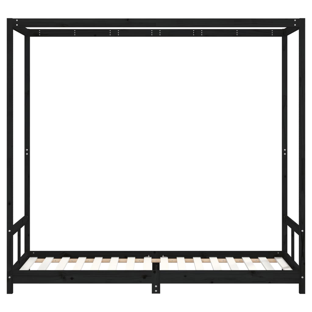 Lit enfant noir 80x200 cm en pin massif