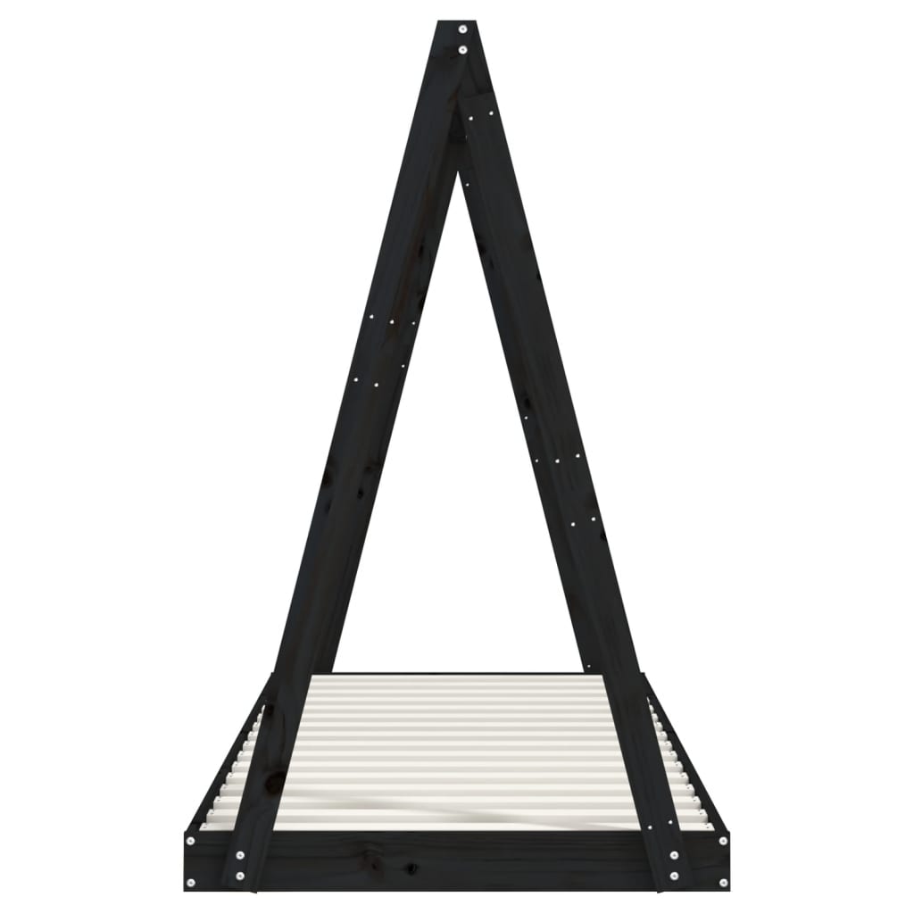 Lit enfant noir 80x200 cm en pin massif