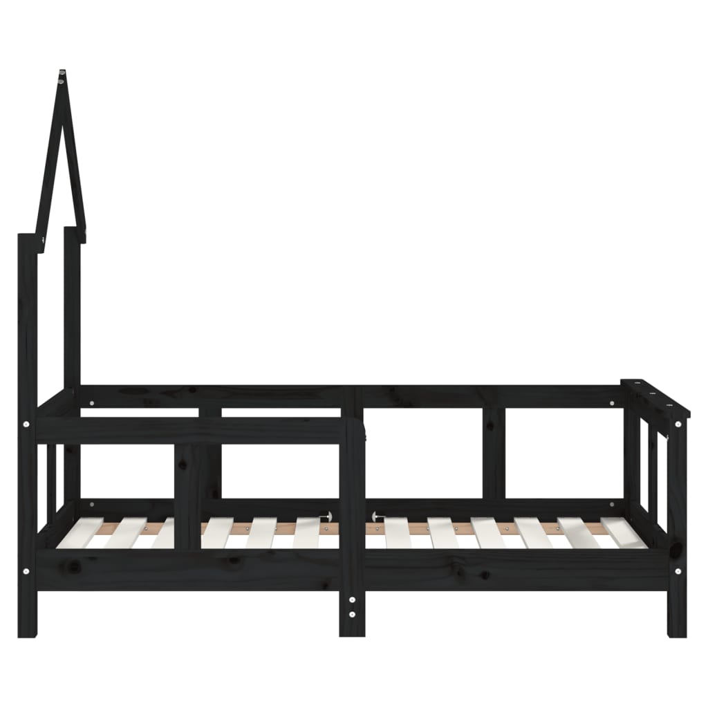 Lit enfant noir 70x140 cm en pin massif