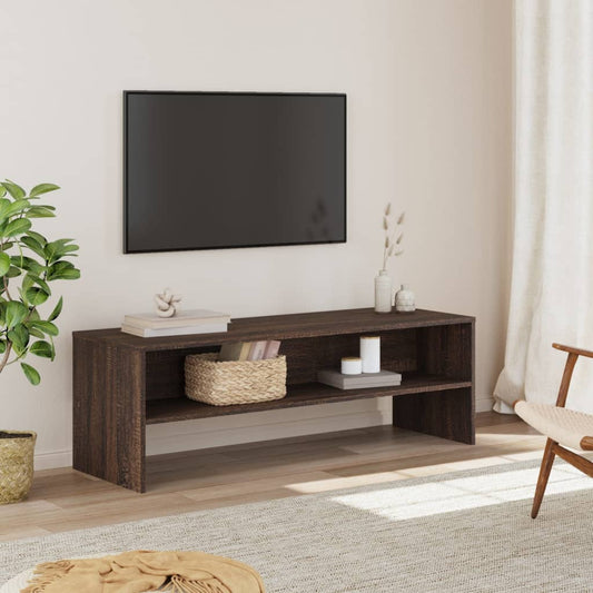 Meuble TV aspect chêne marron 120x40x40 cm matériau bois