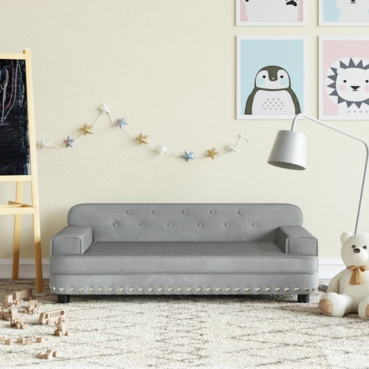 Children's sofa light grey 90x53x30 cm velvet