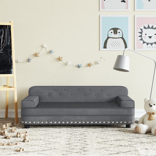 Children's sofa dark grey 90x53x30 cm velvet