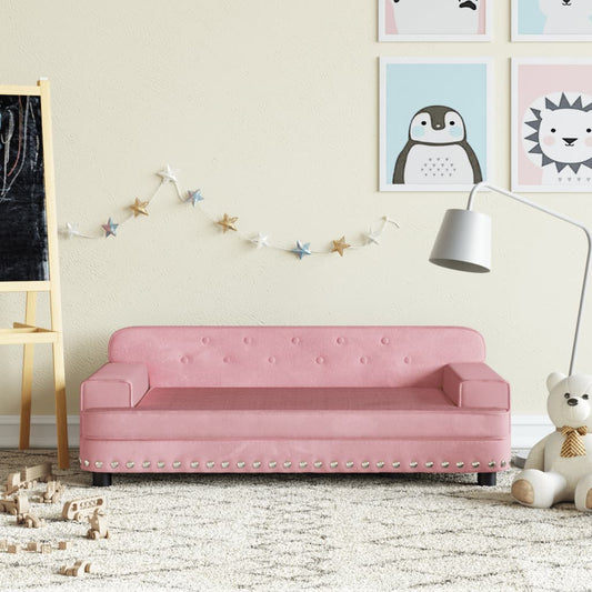Children's sofa pink 90x53x30 cm velvet