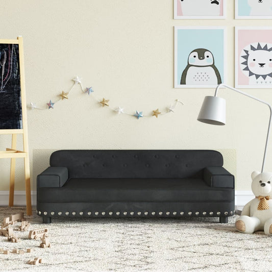 Children's sofa black 90x53x30 cm velvet