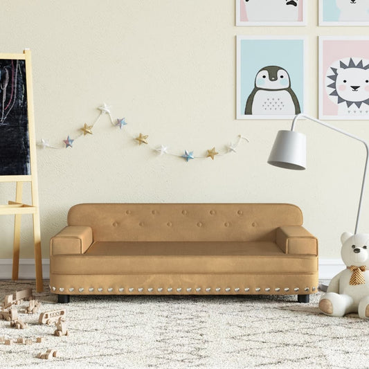 Canapé enfant marron 90x53x30 cm velours