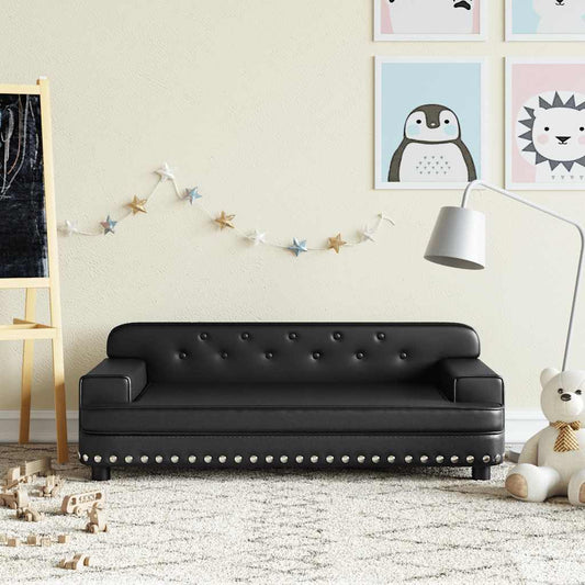 Children's sofa black 90x53x30 cm artificial leather