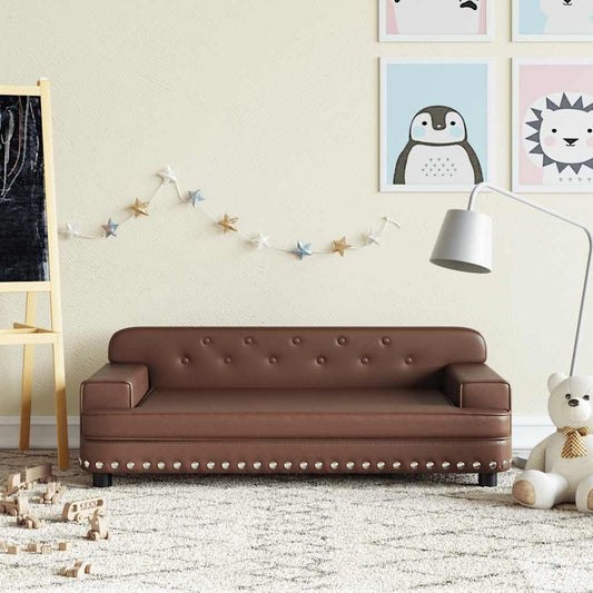 Canapé enfant marron 90x53x30 cm simili cuir