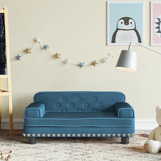Canapé enfant bleu 70x45x30 cm velours