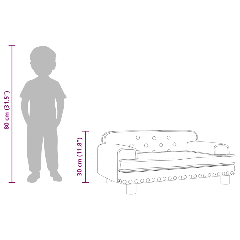 Kindersofa Hellgrau 70x45x30 cm Samt