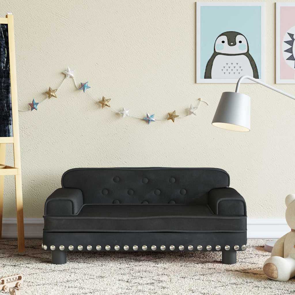 Kindersofa Schwarz 70x45x30 cm Samt