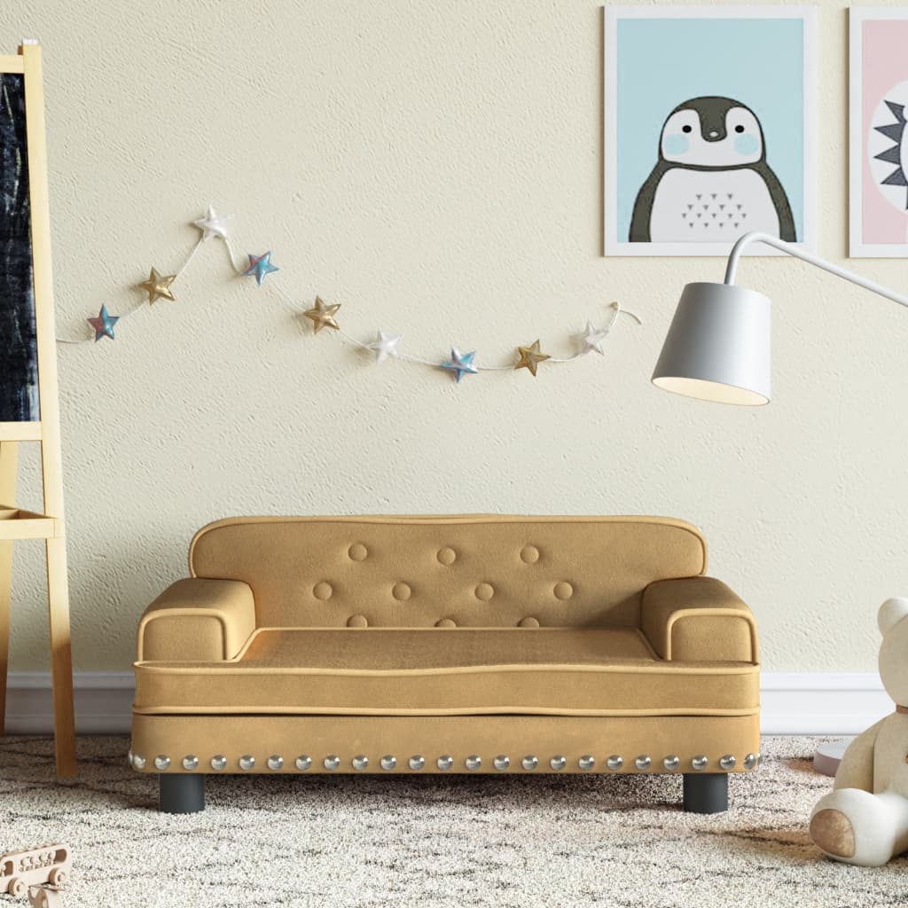 Canapé enfant marron 70x45x30 cm velours