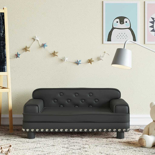 Children's sofa black 70x45x30 cm artificial leather