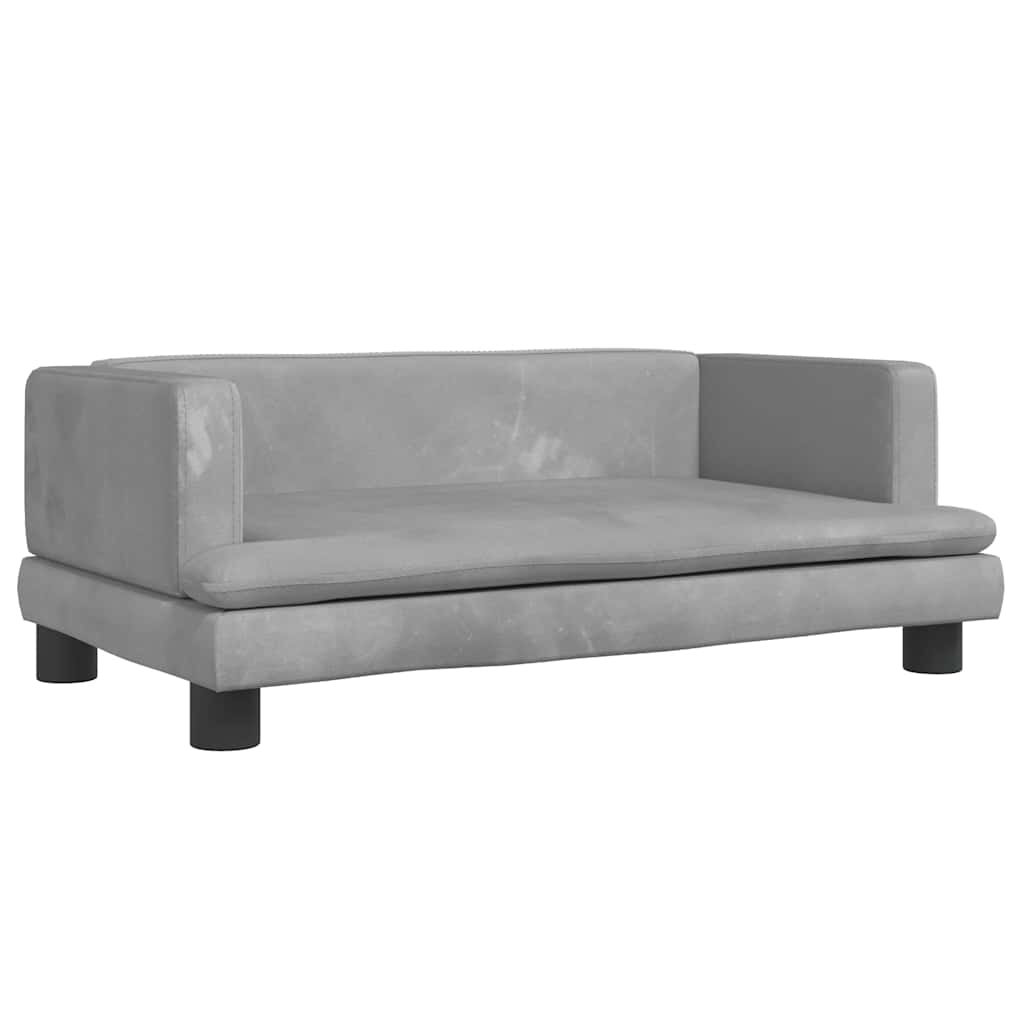 Kindersofa Hellgrau 80x45x30 cm Samt