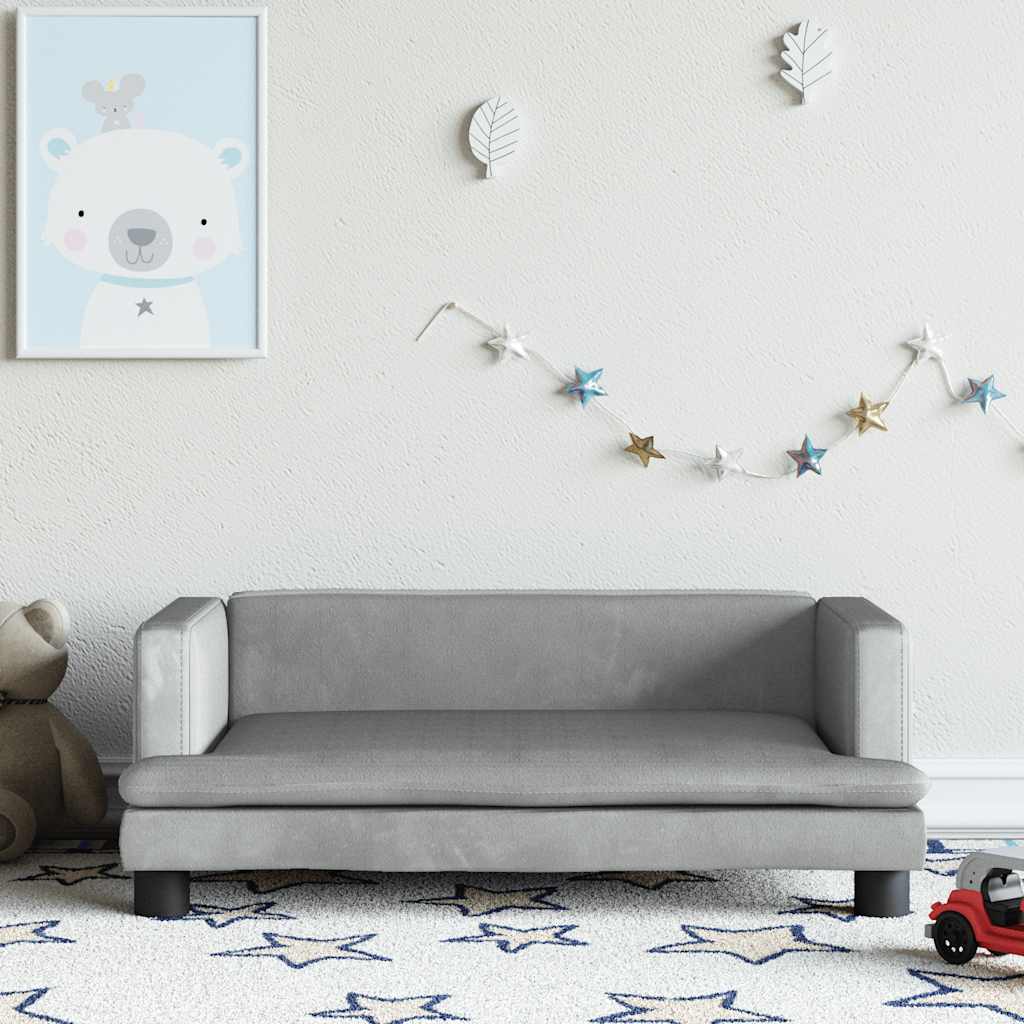 Children's sofa light grey 80x45x30 cm velvet