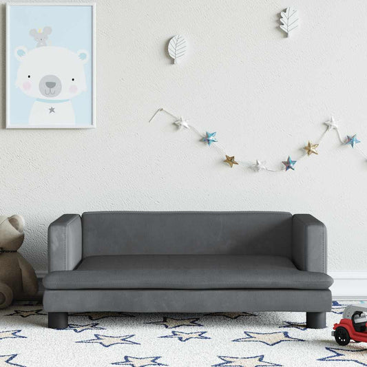 Children's sofa dark grey 80x45x30 cm velvet