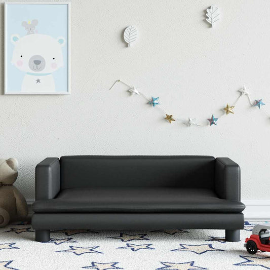 Children's sofa black 80x45x30 cm artificial leather