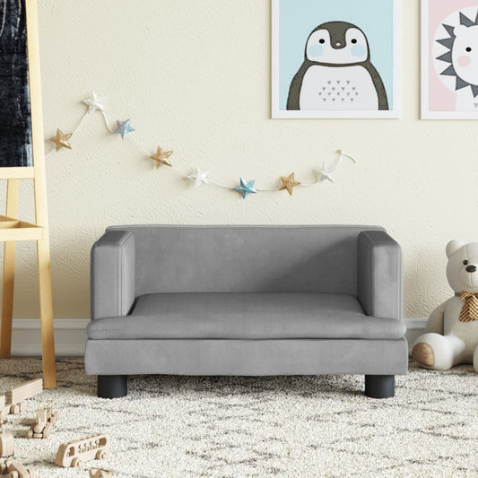 Children's sofa light grey 60x40x30 cm velvet