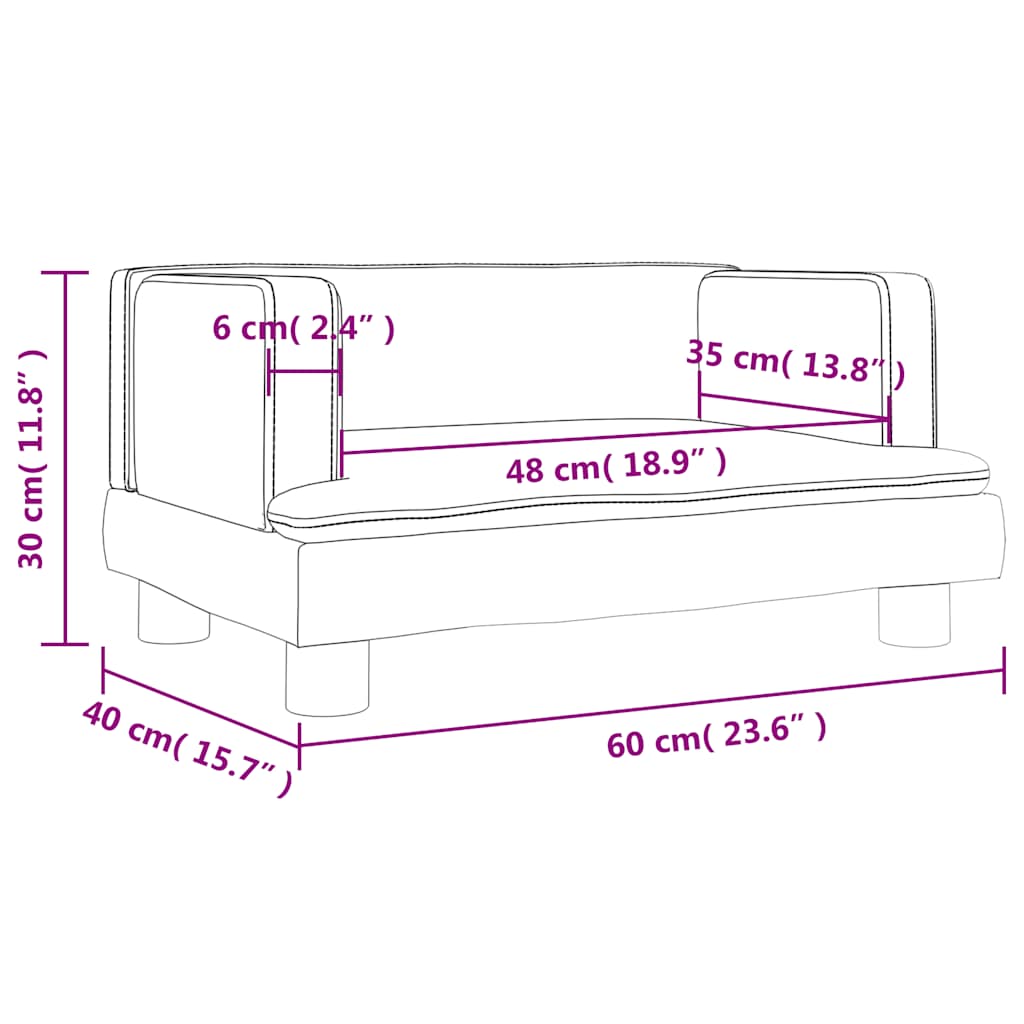 Kindersofa Dunkelgrau 60x40x30 cm Samt