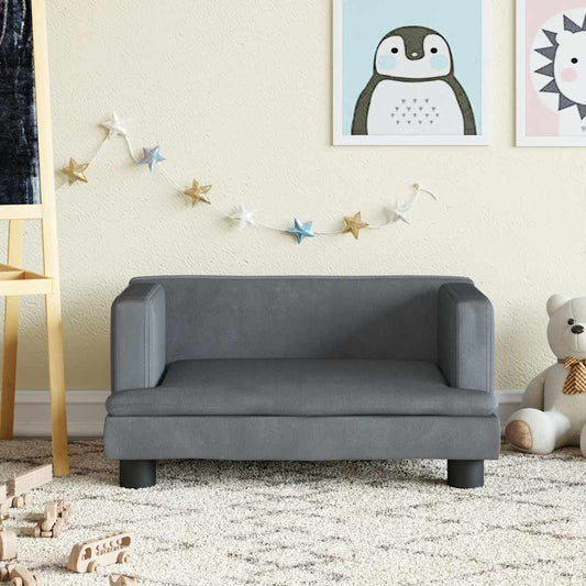 Children's sofa dark grey 60x40x30 cm velvet