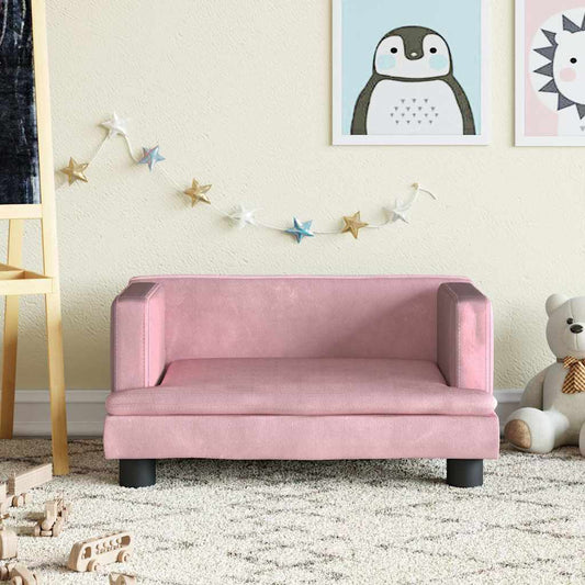 Canapé enfant rose 60x40x30 cm velours
