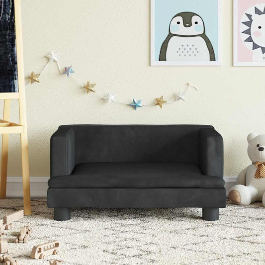 Canapé enfant noir 60x40x30 cm velours