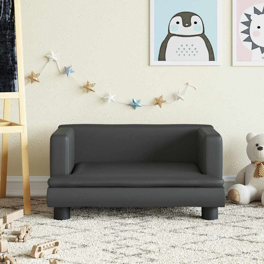 Children's sofa black 60x40x30 cm artificial leather