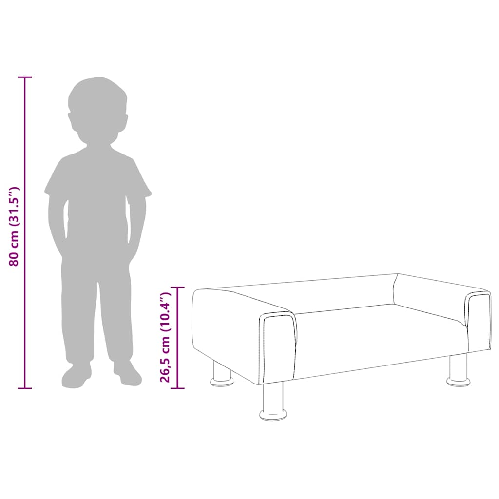 Kindersofa Hellgrau 70x45x26,5 cm Samt