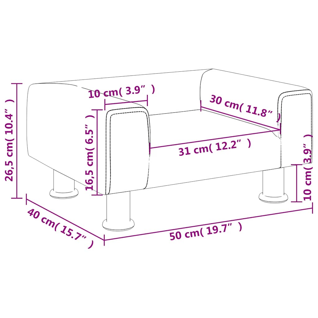 Kindersofa Rosa 50x40x26,5 cm Samt